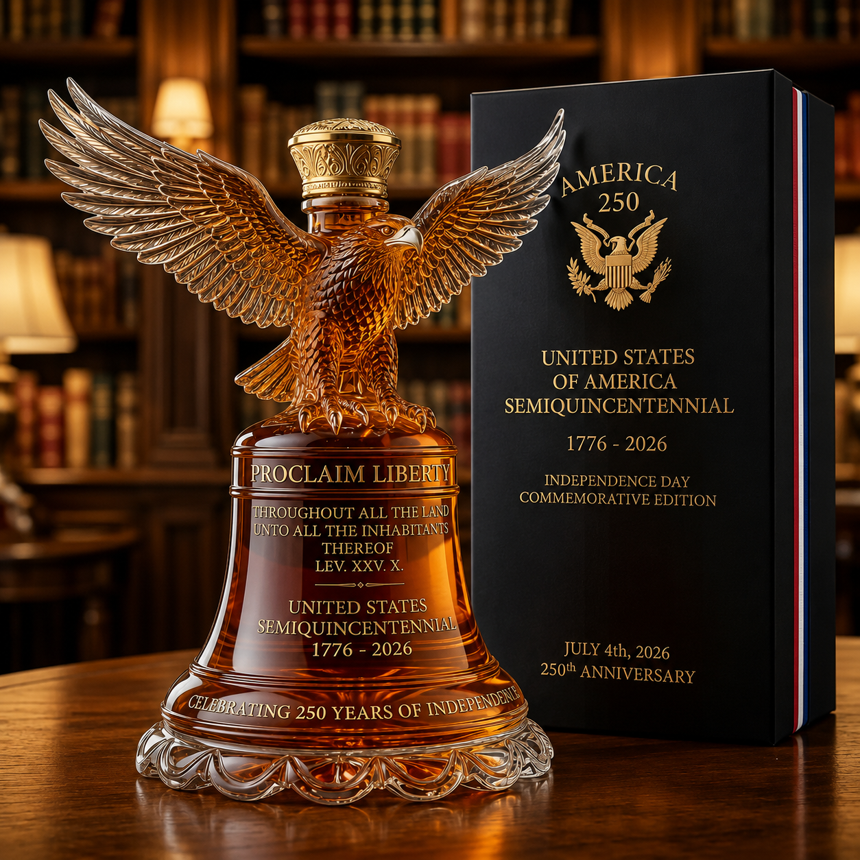 U.S. 250th Anniversary Liberty Bell Whiskey Bottle