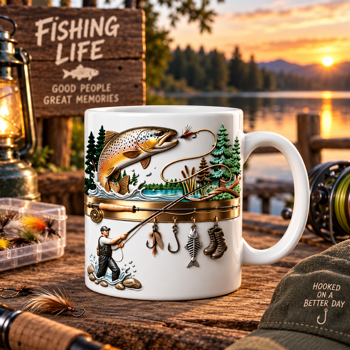 Hooked on Fishing Coffee Mug