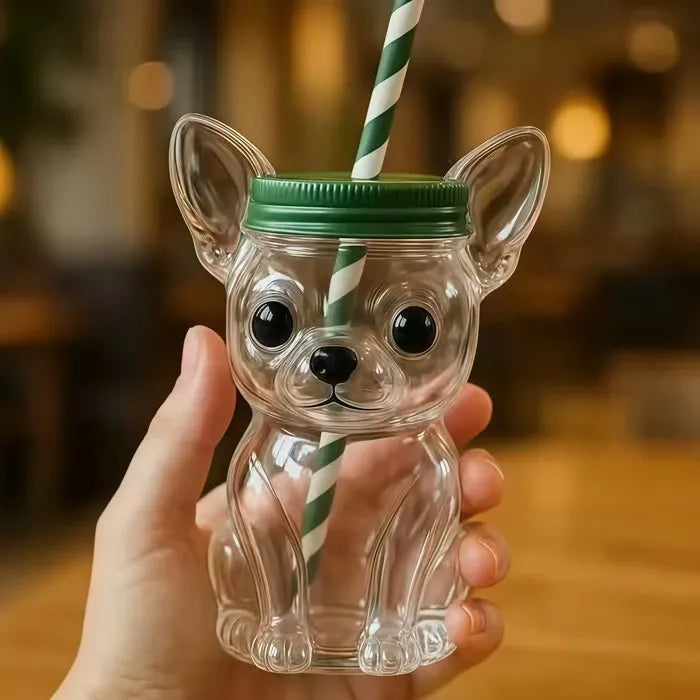 Doggie Glass Straw Cup