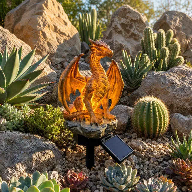 Solar Dragon Garden Statue Light