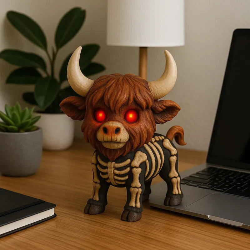 Mystical Skeleton Highland Cow Halloween Decor
