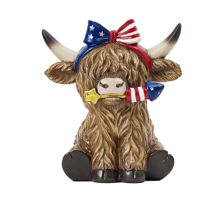 Patriotic Highland Cow Decor