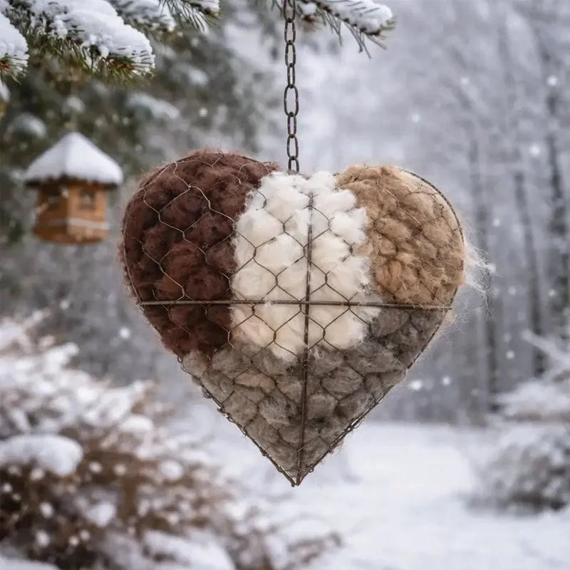 Handmade Alpaca Fiber Bird Nesting Heart