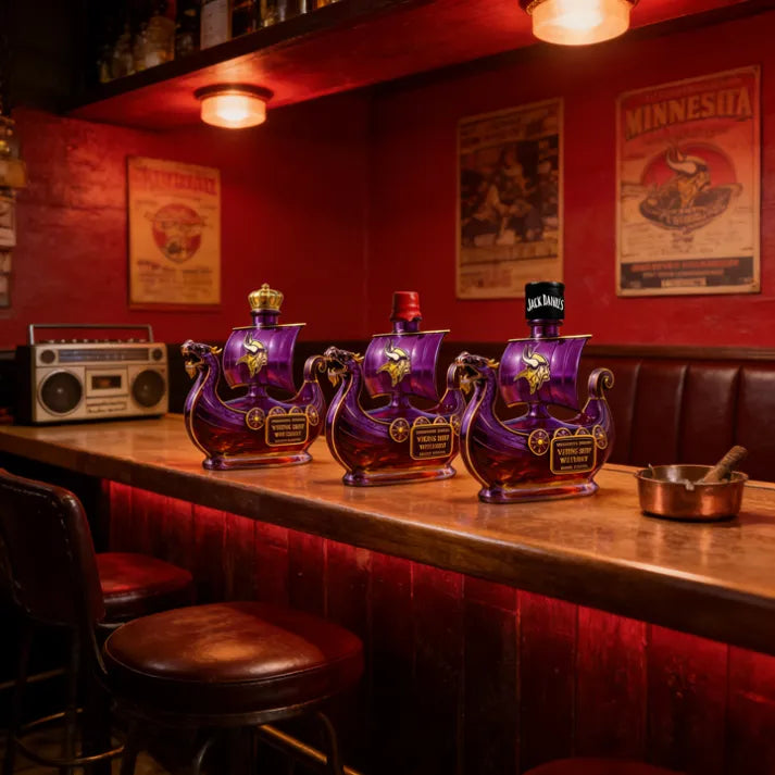 Minnesota Vikings Dragon‐head Ship Custom Whiskey Bottle