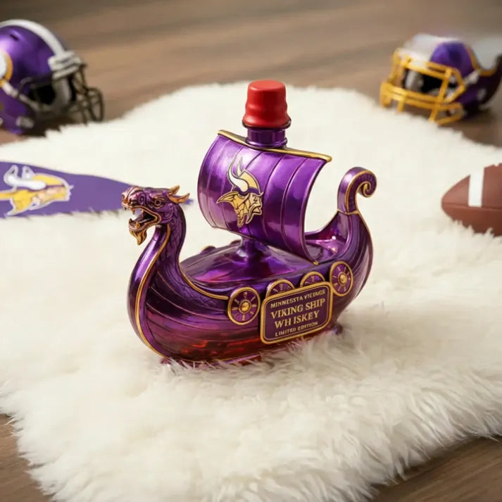 Minnesota Vikings Dragon‐head Ship Custom Whiskey Bottle