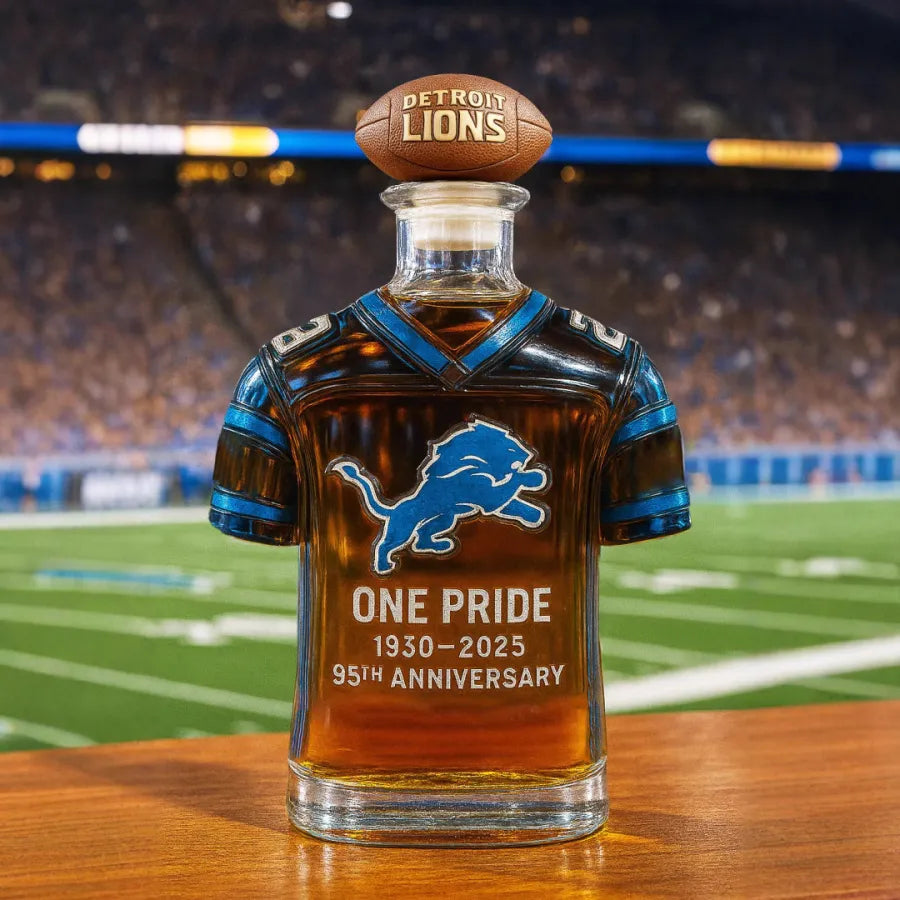 Detroit Lions One Pride 1930-2025 95th Anniversary Jersey Whiskey Bottle