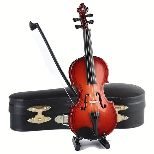 Wooden Miniature Violin Musical Instrument Decor Gift