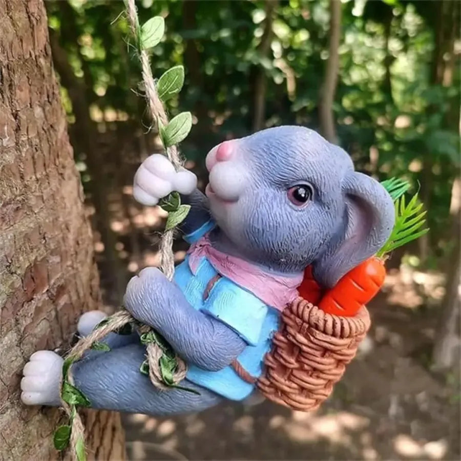 Handcrafted Bunny Climber Garden Ornament
