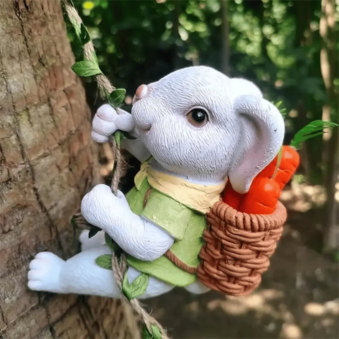 Handcrafted Bunny Climber Garden Ornament