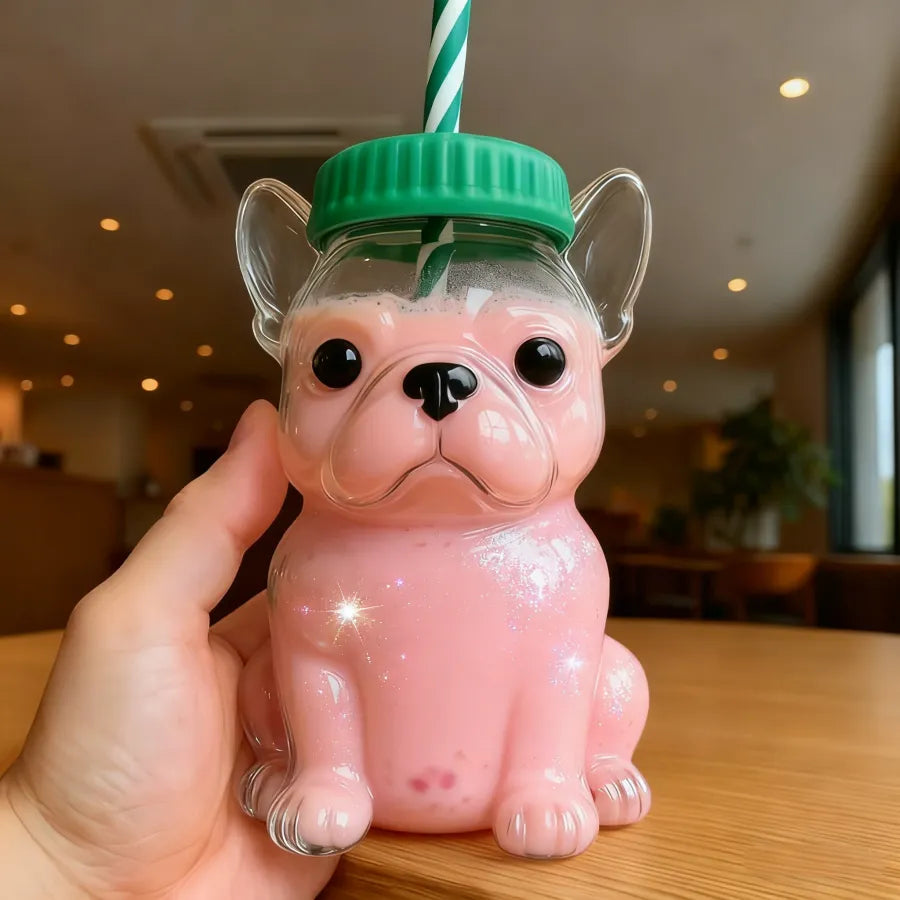 Doggie Glass Straw Cup