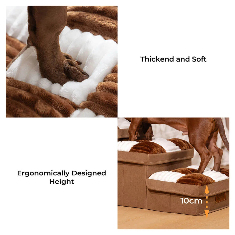 Chessboard Plaid Handcrafted Dog Stairs with Storage