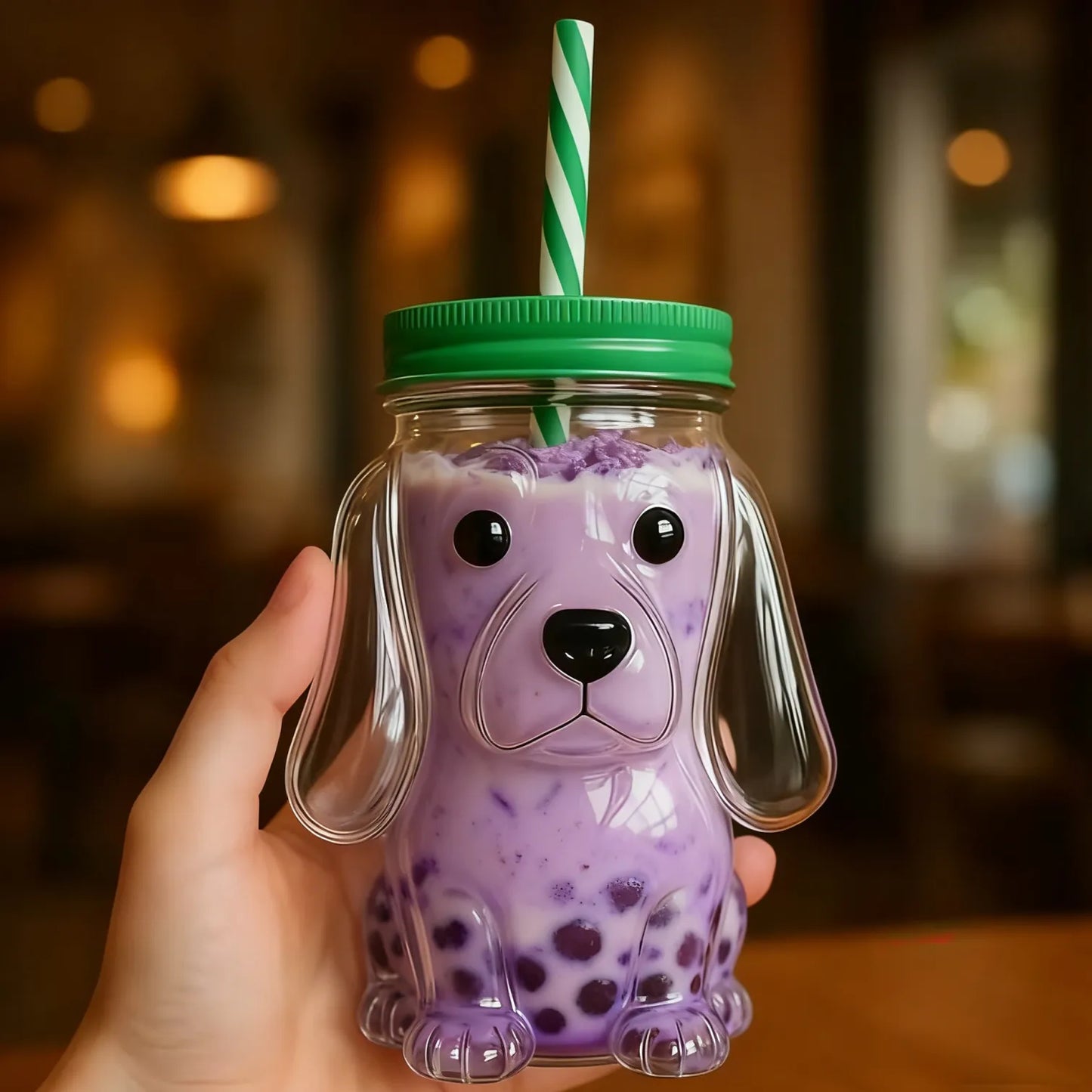 Doggie Glass Straw Cup