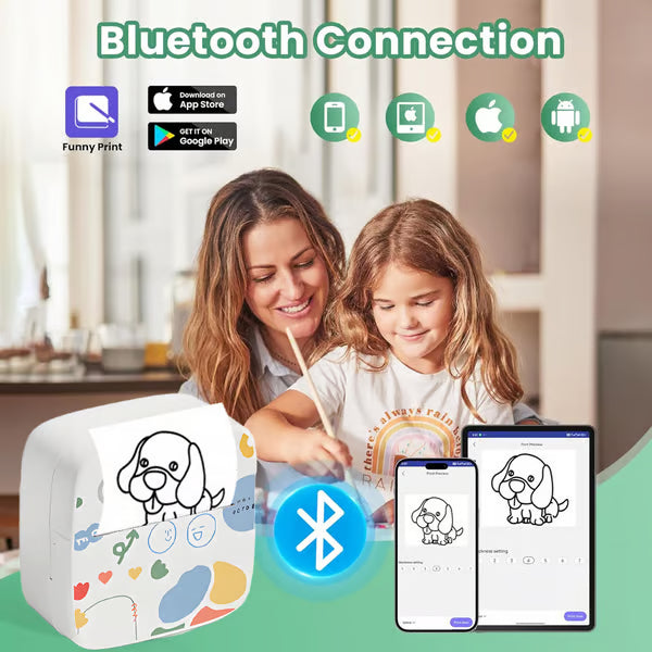 XenGro Mini Portable Sticker Printer – Inkless, Bluetooth, 3 Rolls Paper – Perfect Gift for Kids