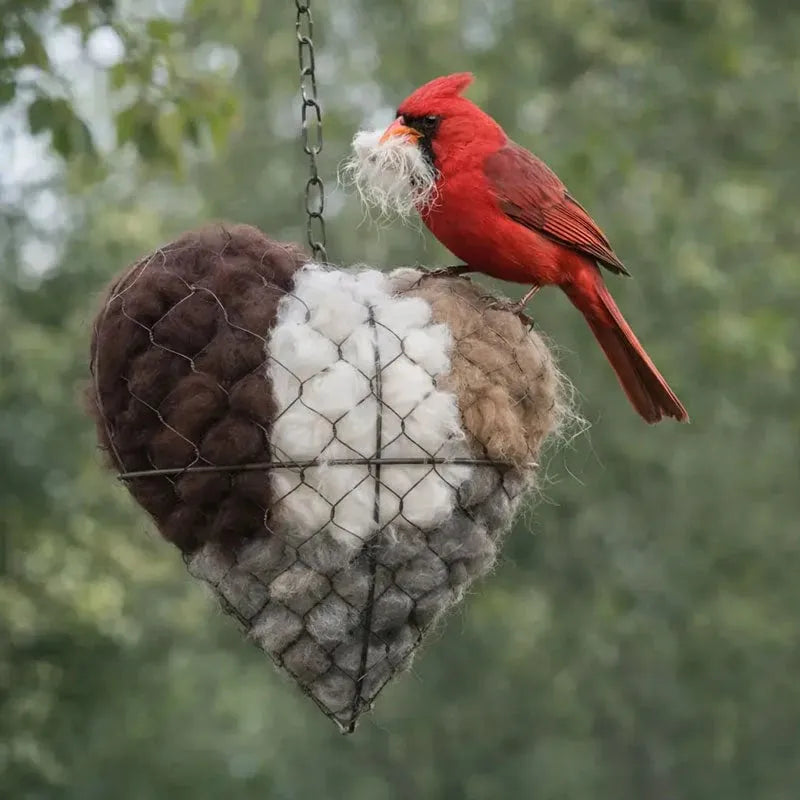 Handmade Alpaca Fiber Bird Nesting Heart