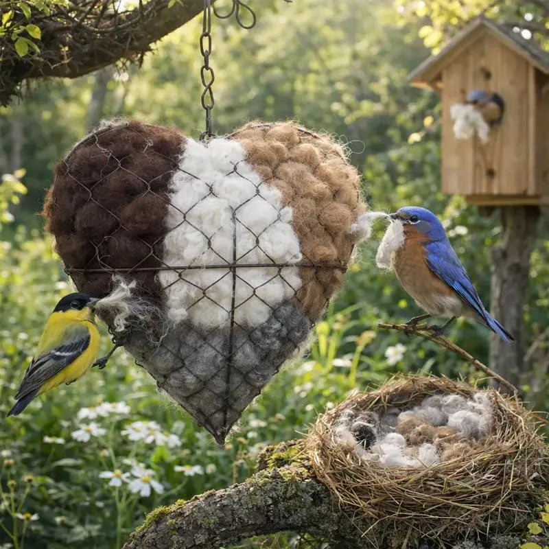 Handmade Alpaca Fiber Bird Nesting Heart