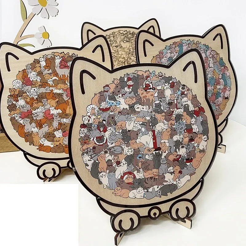 Cat Shaped Wooden Jigsaw Puzzle