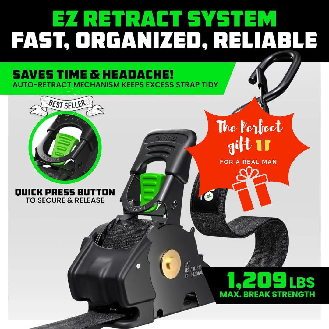 Upgraded 2025 Retractable Ratchet Strap