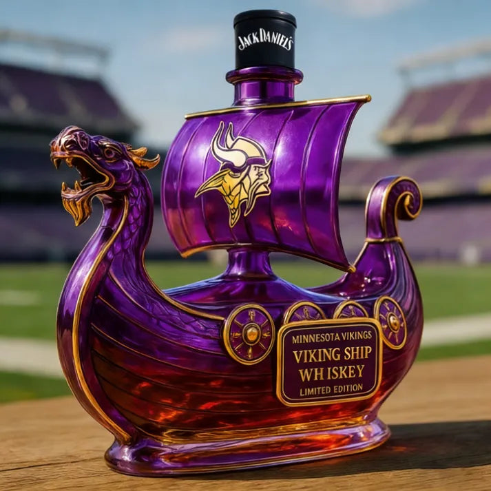 Minnesota Vikings Dragon‐head Ship Custom Whiskey Bottle