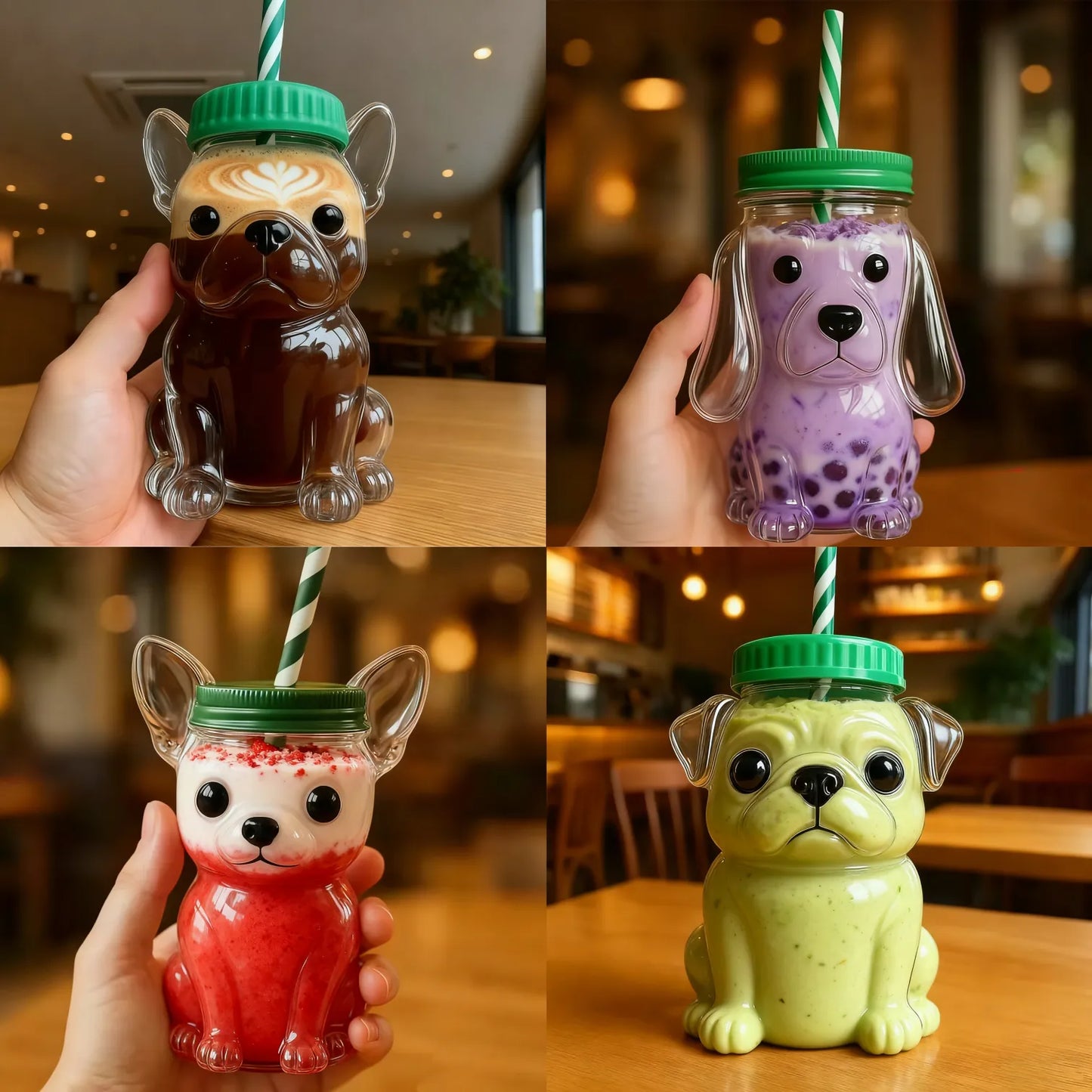 Doggie Glass Straw Cup