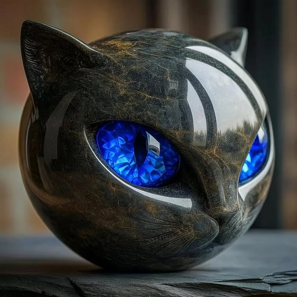 Opulent Black Cat Sculpture