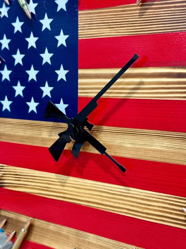 Handmade Patriotic American Flag Clock