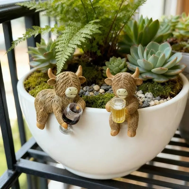 Highland Cow Beer Garden Pot Buddy