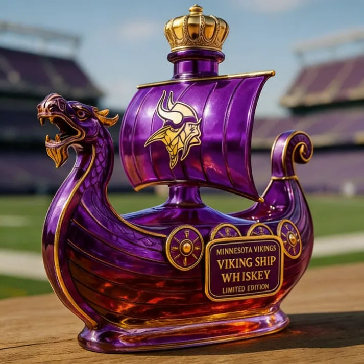 Minnesota Vikings Dragon‐head Ship Custom Whiskey Bottle