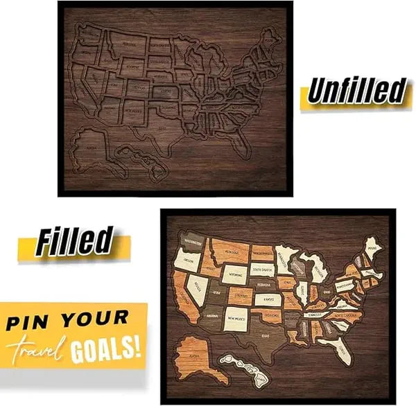 USA Wooden Travel Map Puzzle for Adventure Lovers
