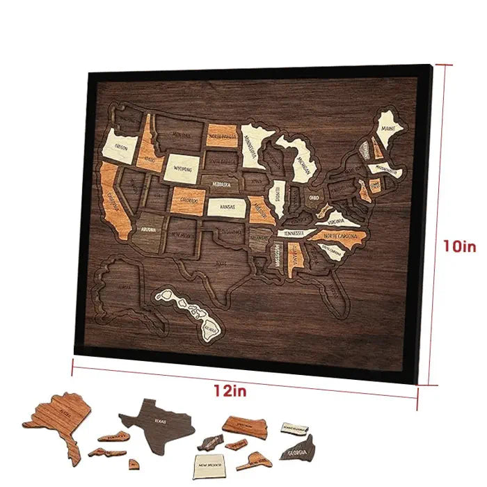 USA Wooden Travel Map Puzzle for Adventure Lovers