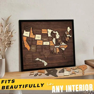 USA Wooden Travel Map Puzzle for Adventure Lovers