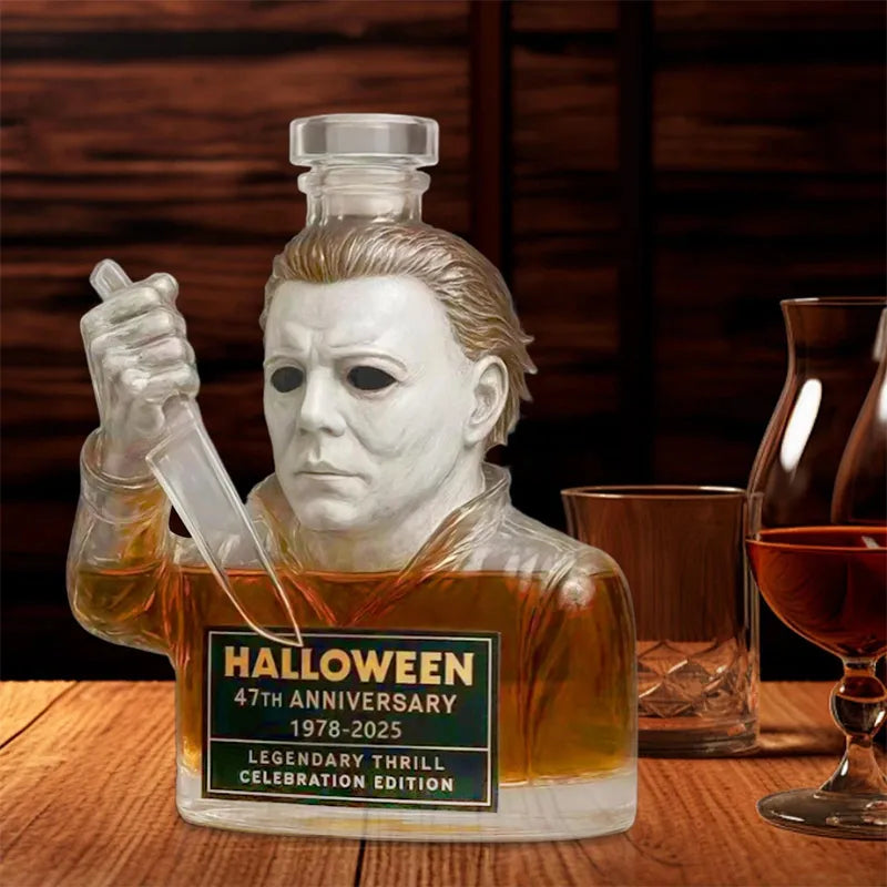 Halloween Michael Myers 47th Anniversary Casual Whiskey Lead-Free Glass Bottle