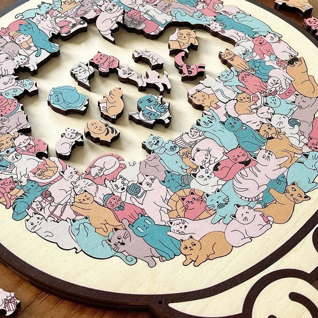 Cat Shaped Wooden Jigsaw Puzzle