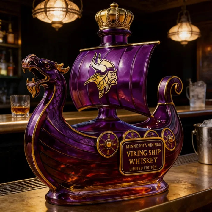 Minnesota Vikings Dragon‐head Ship Custom Whiskey Bottle