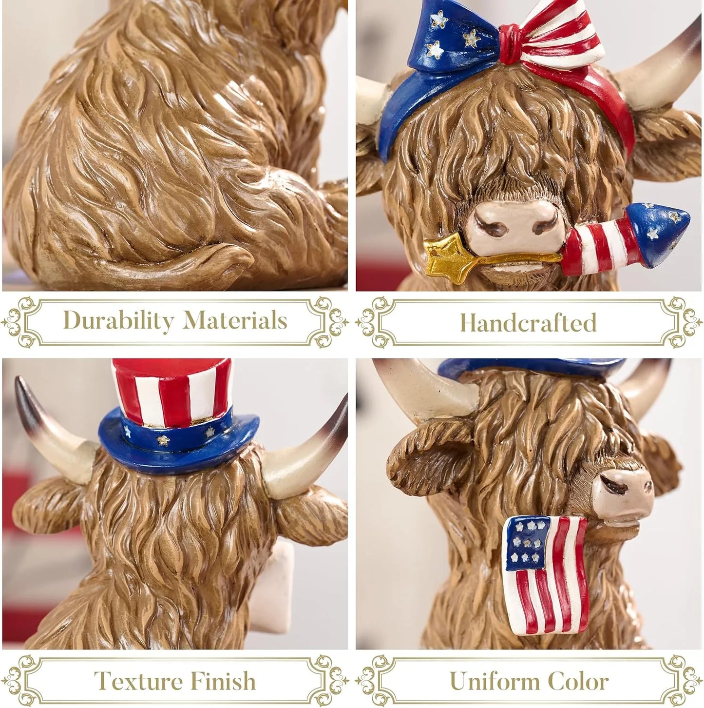 Patriotic Highland Cow Decor