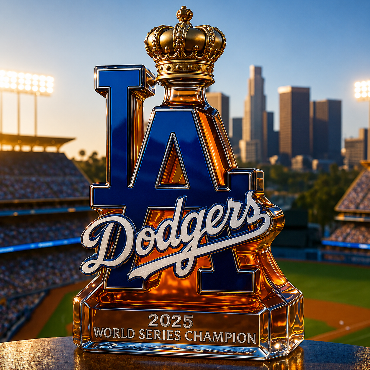Los Angeles Dodgers 2025 World Series championship whiskey bottle