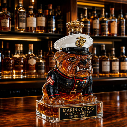 Marine Corps The 250th Anniversary Devil Dog Whiskey Bottle