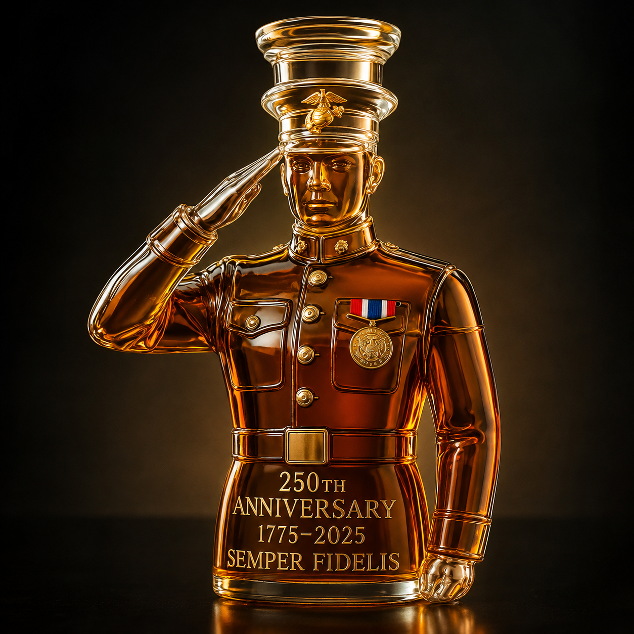 250th Anniversary Military Commemorative Veterans Salute Whiskey Bottle