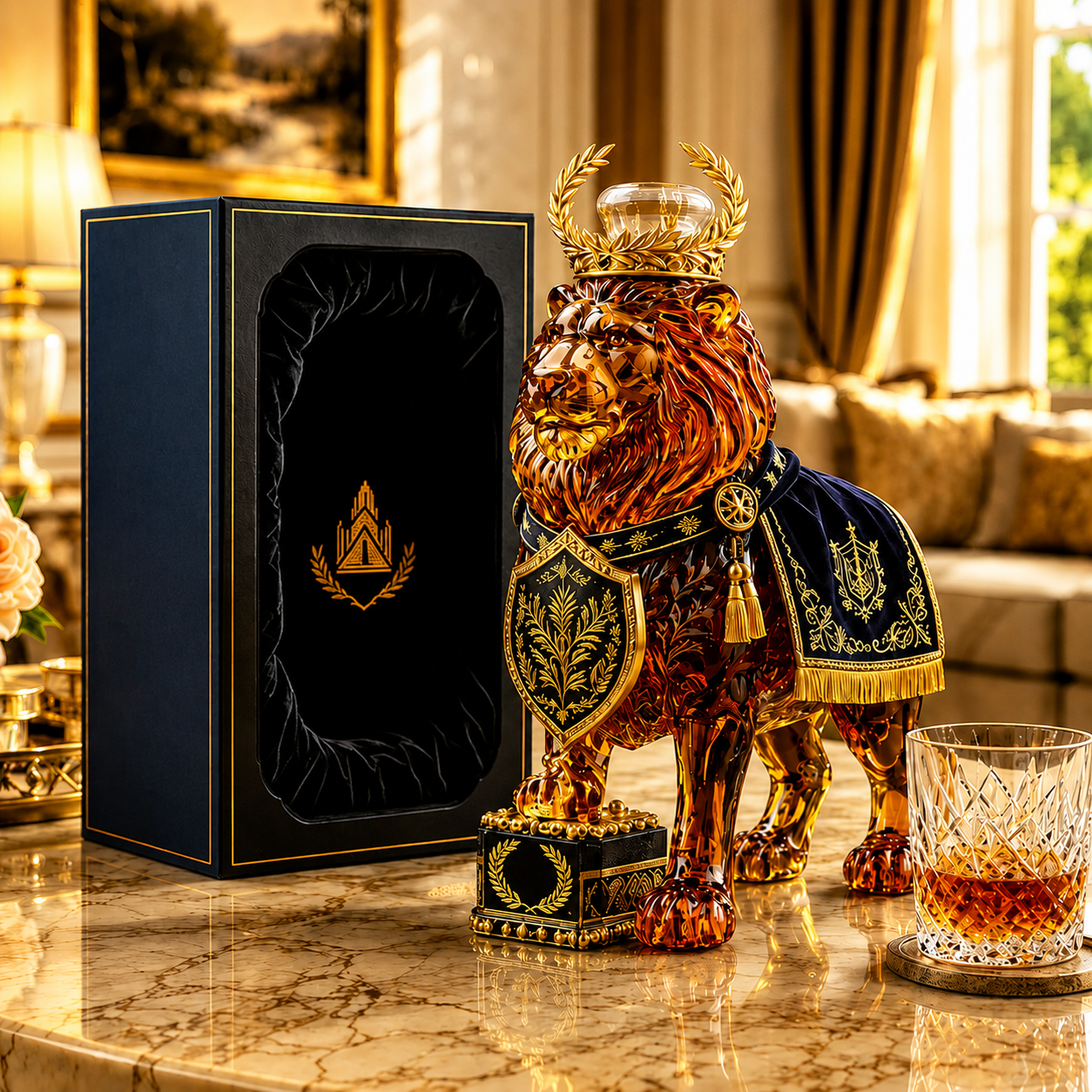 Lion Design Whiskey Bottle