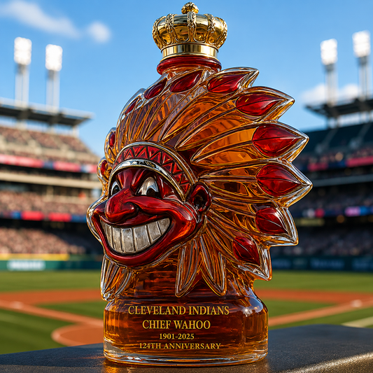 Cleveland Indians 124th Anniversary Whiskey Bottle