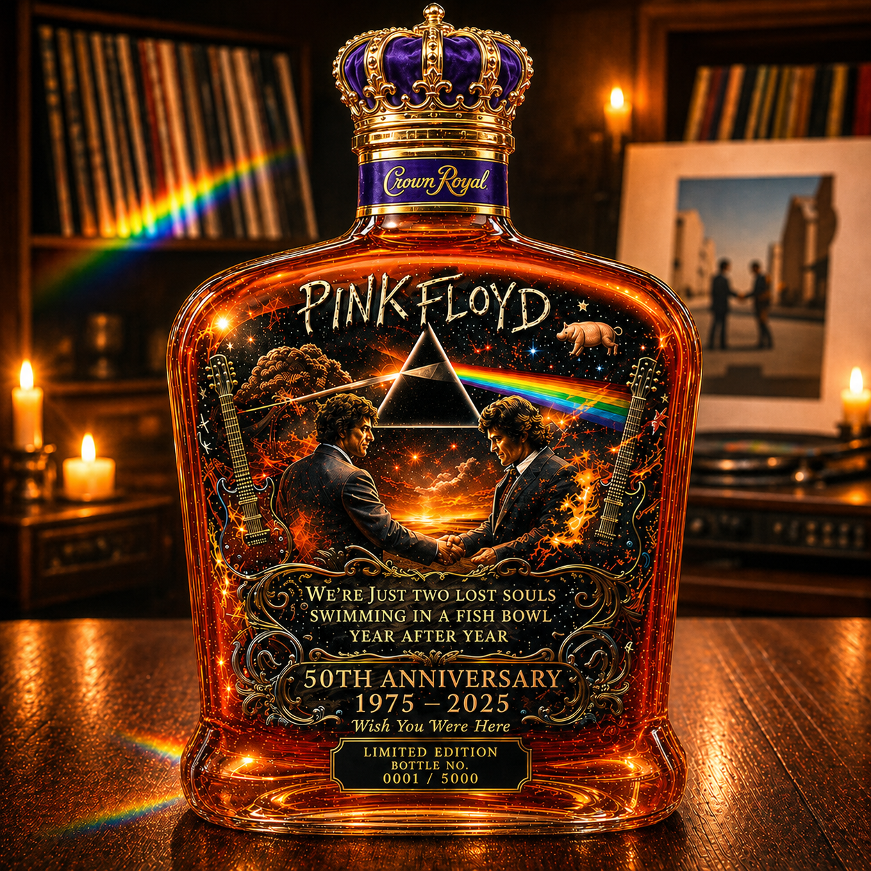 Pink Floyd – “Wish You Were Here” 50th Anniversary Collector’s Whiskey Bottle