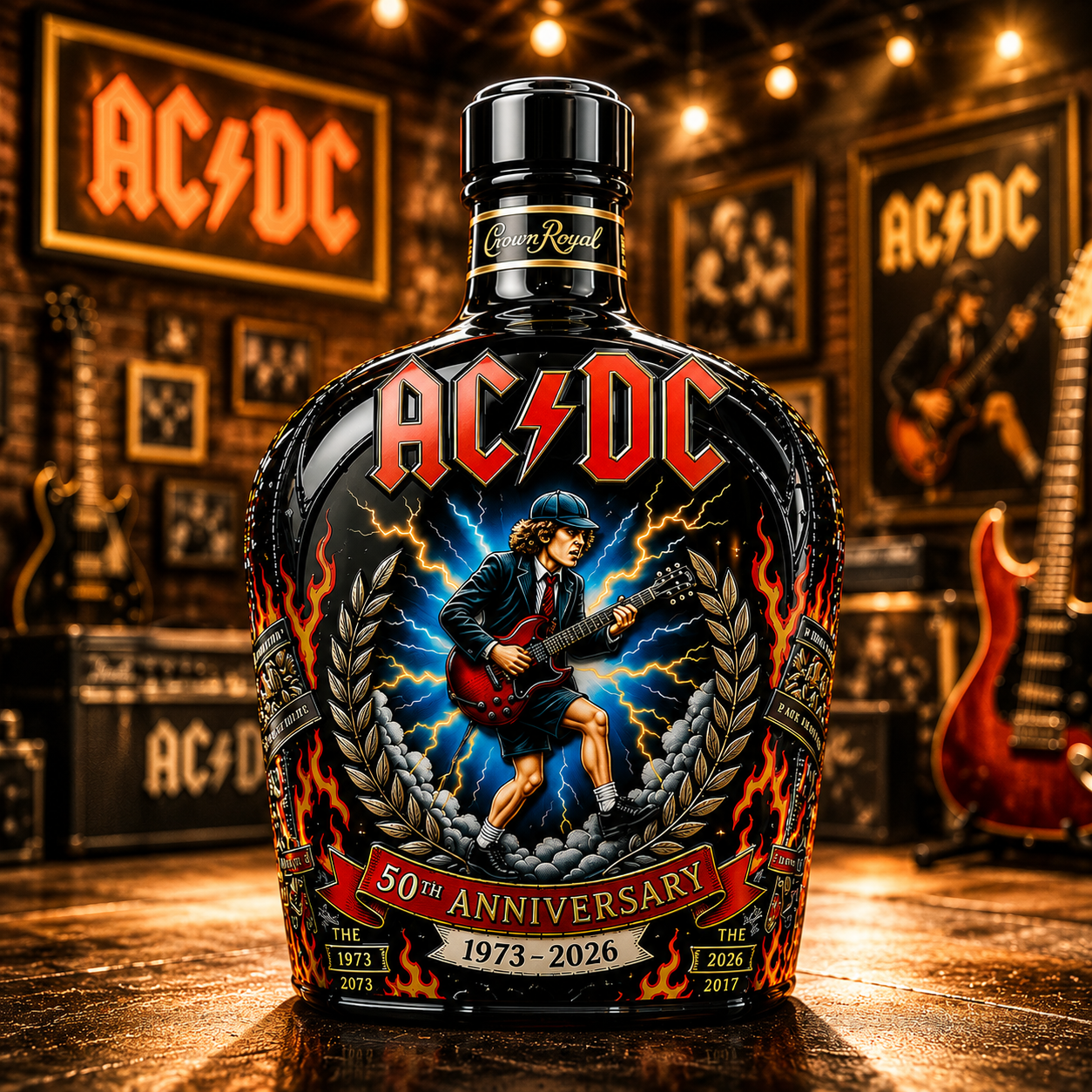 AC/DC 50th Anniversary 1973-2026 Whiskey Bottle