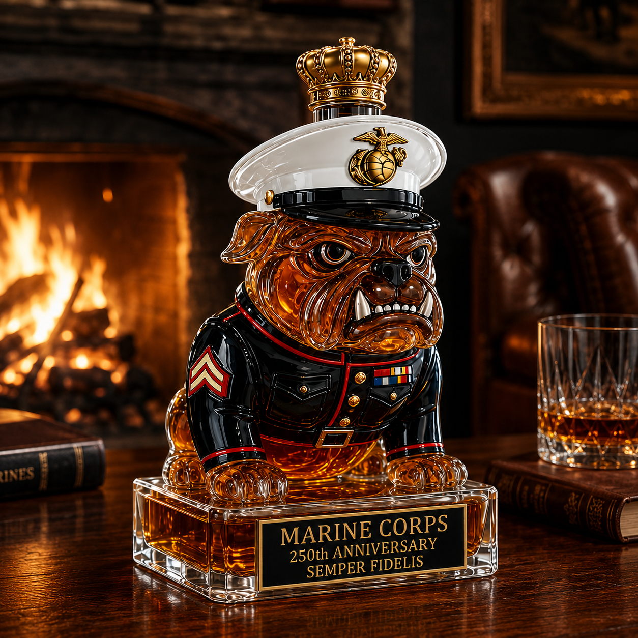 Marine Corps The 250th Anniversary Devil Dog Whiskey Bottle