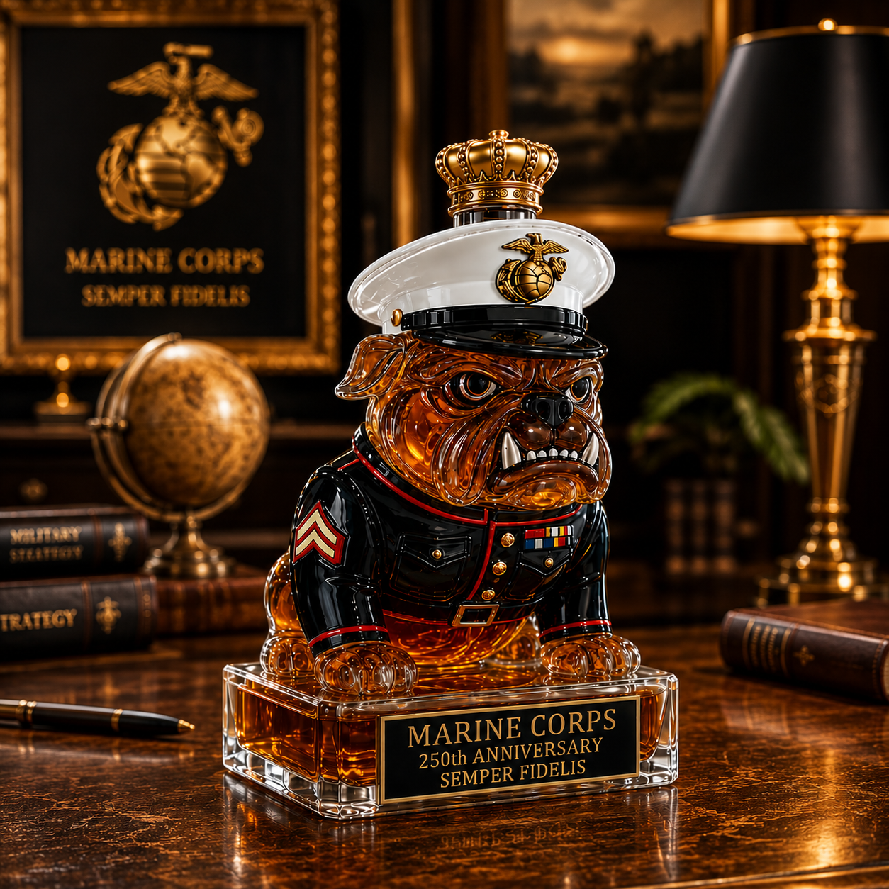 Marine Corps The 250th Anniversary Devil Dog Whiskey Bottle