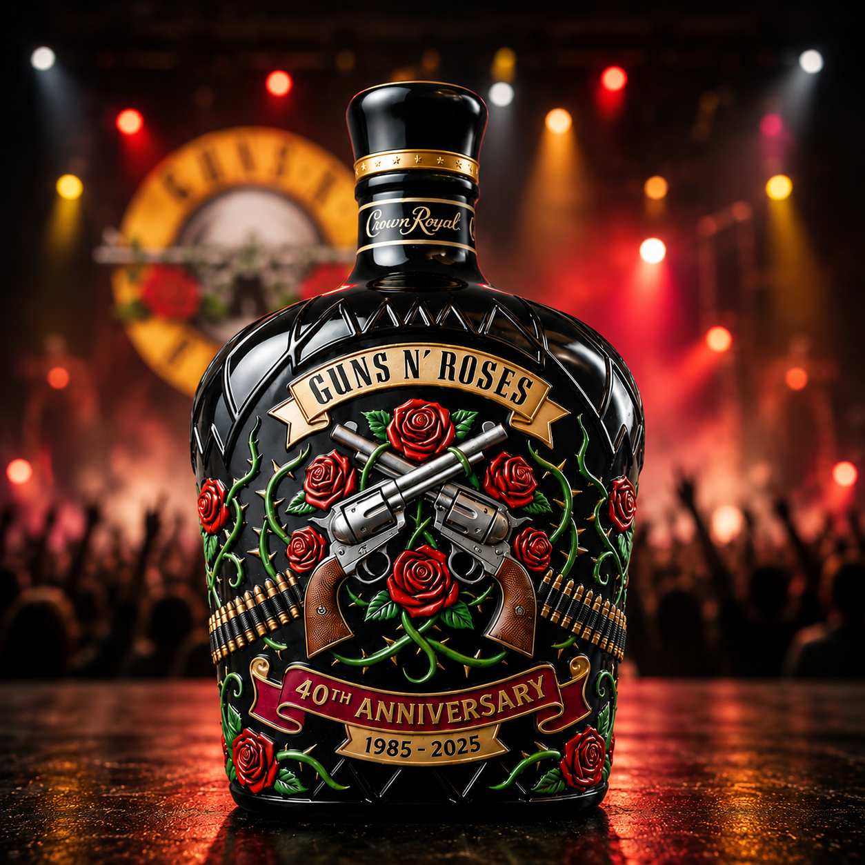 Guns N’ Roses 40th Anniversary Whiskey Bottle
