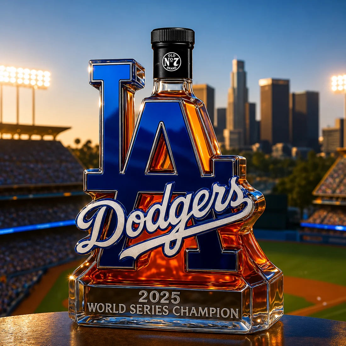 Los Angeles Dodgers 2025 World Series championship whiskey bottle