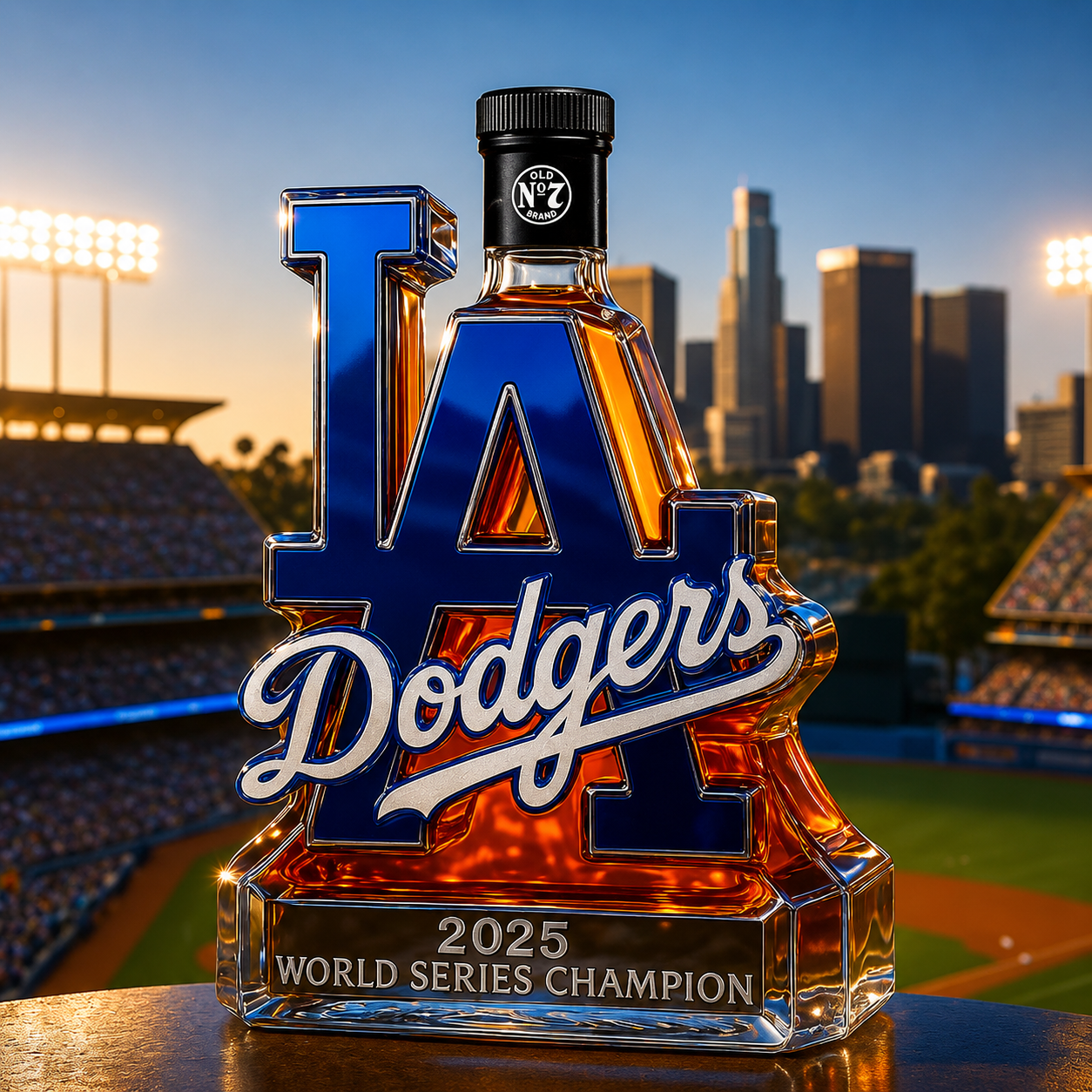 Los Angeles Dodgers 2025 World Series championship whiskey bottle