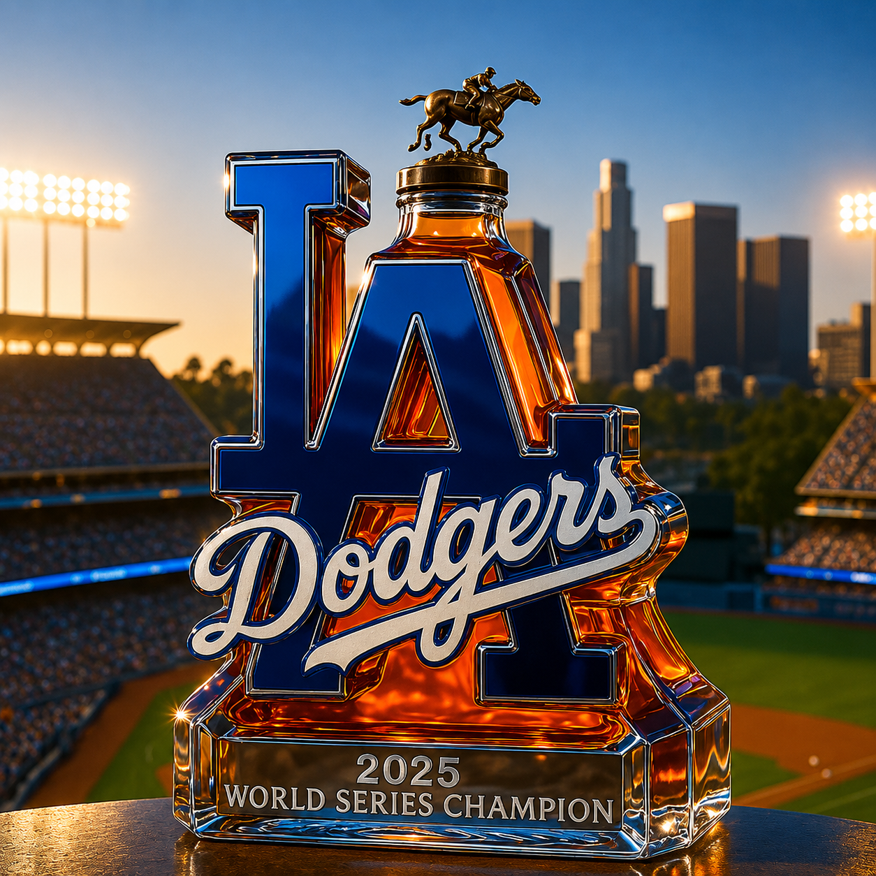 Los Angeles Dodgers 2025 World Series championship whiskey bottle