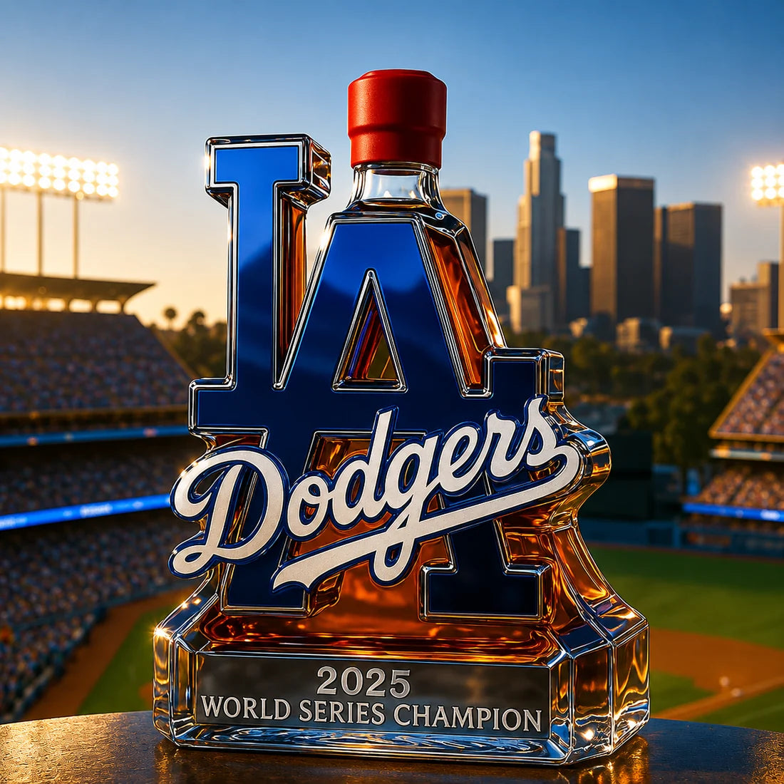 Los Angeles Dodgers 2025 World Series championship whiskey bottle