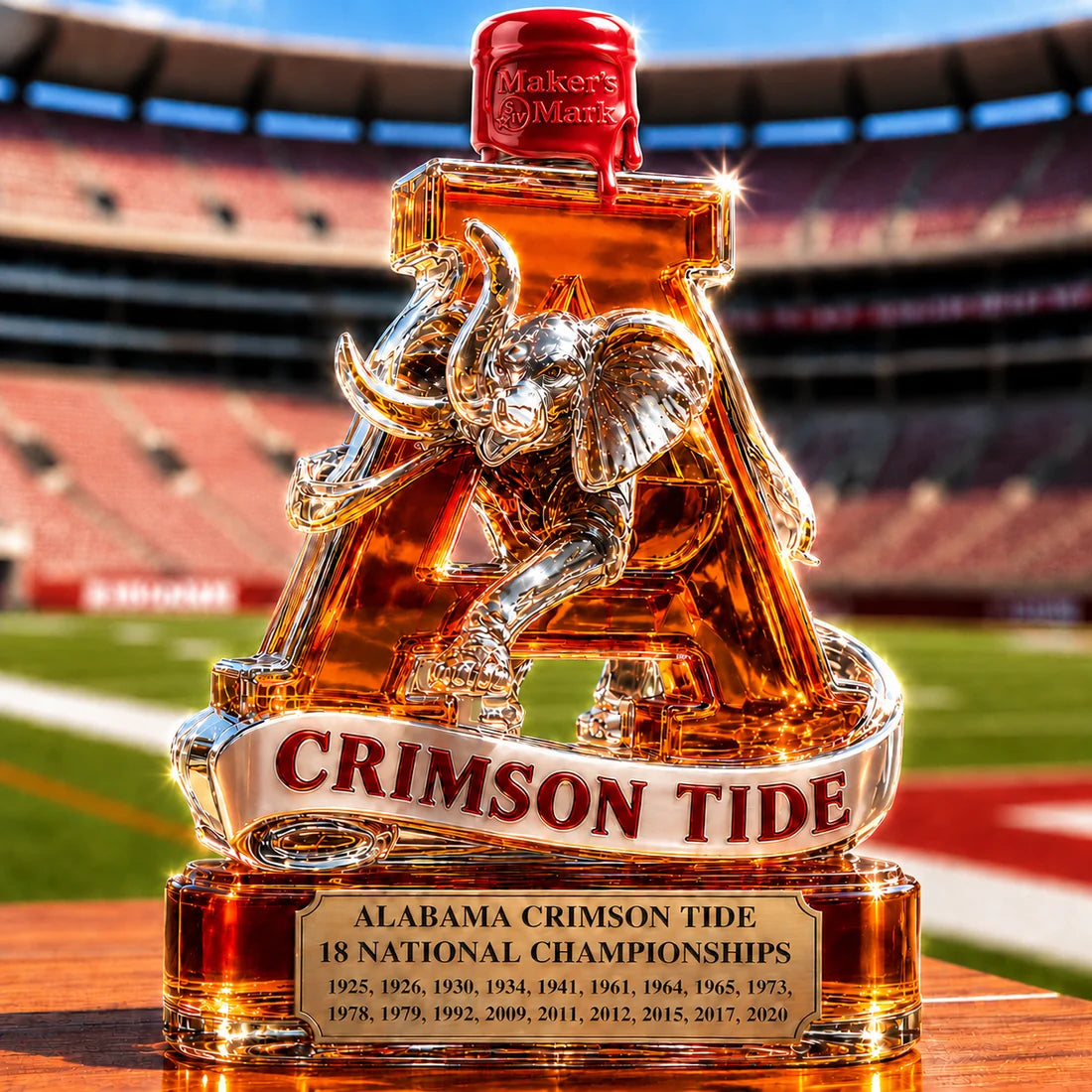 Alabama Crimson Tide Whiskey Bottle