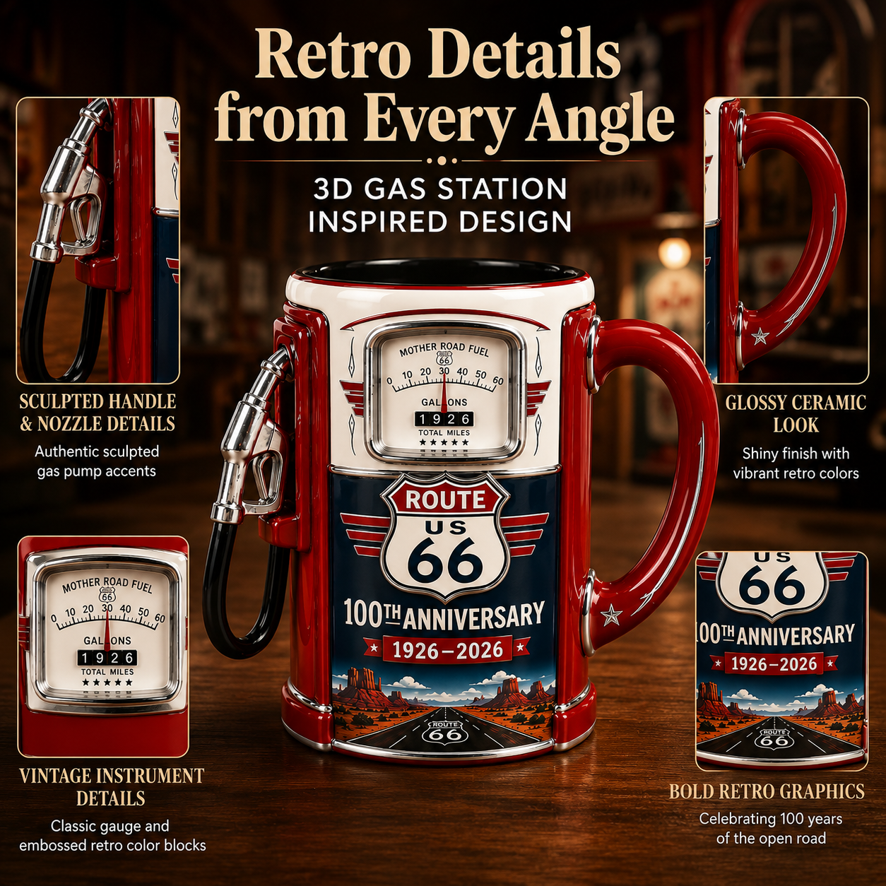 Route 66 100th Anniversary Fuel Pump Mug